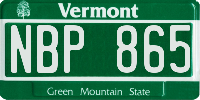 VT license plate NBP865