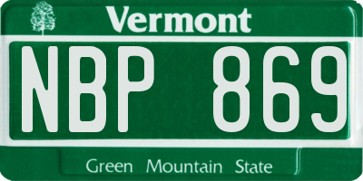 VT license plate NBP869