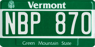 VT license plate NBP870