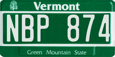 VT license plate NBP874