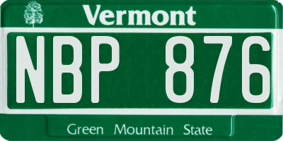 VT license plate NBP876