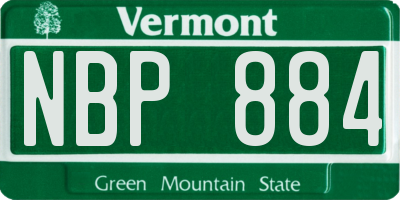 VT license plate NBP884