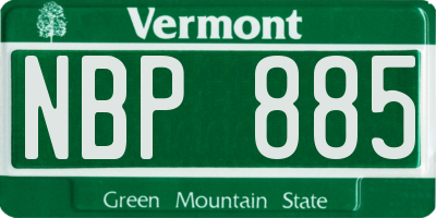 VT license plate NBP885