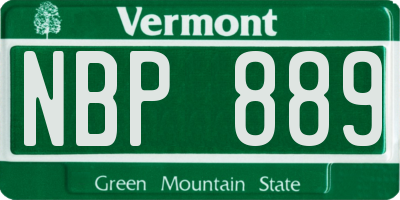 VT license plate NBP889