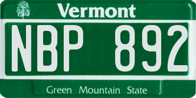VT license plate NBP892