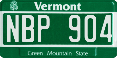 VT license plate NBP904