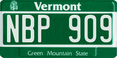 VT license plate NBP909