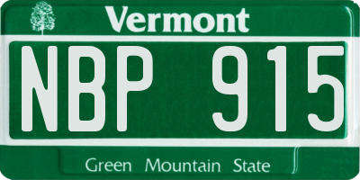 VT license plate NBP915
