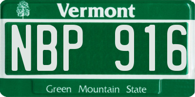 VT license plate NBP916