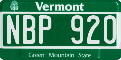 VT license plate NBP920