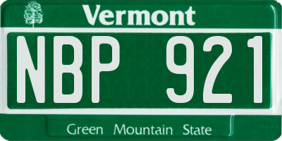 VT license plate NBP921