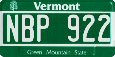 VT license plate NBP922