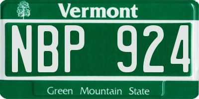 VT license plate NBP924