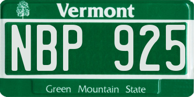 VT license plate NBP925