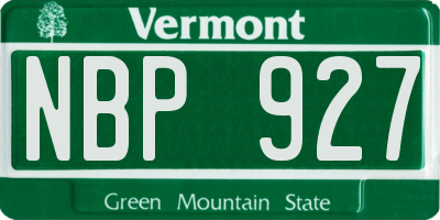 VT license plate NBP927