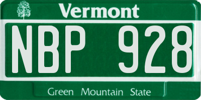 VT license plate NBP928