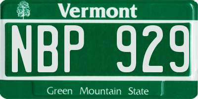 VT license plate NBP929