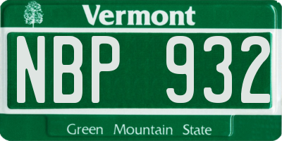 VT license plate NBP932