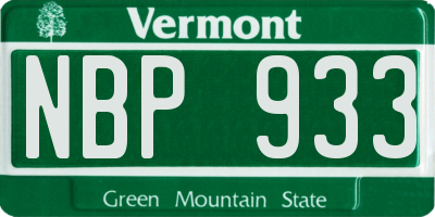 VT license plate NBP933