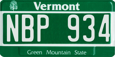 VT license plate NBP934