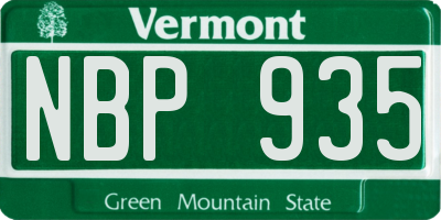VT license plate NBP935