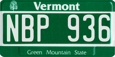 VT license plate NBP936