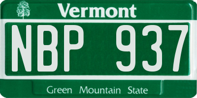 VT license plate NBP937