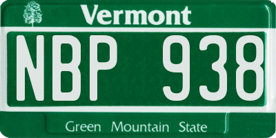 VT license plate NBP938