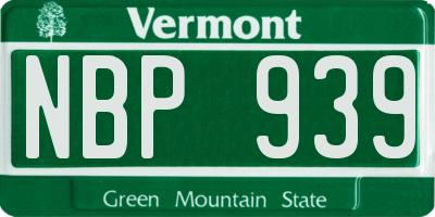 VT license plate NBP939
