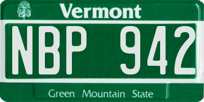 VT license plate NBP942