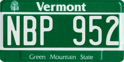 VT license plate NBP952