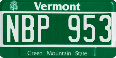 VT license plate NBP953