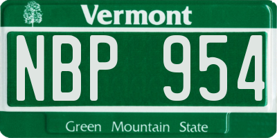 VT license plate NBP954