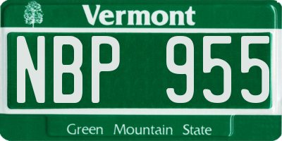 VT license plate NBP955