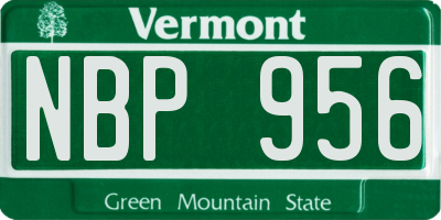 VT license plate NBP956