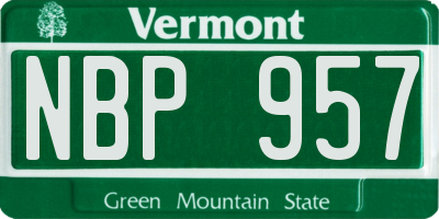 VT license plate NBP957