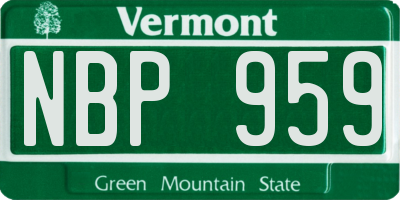 VT license plate NBP959