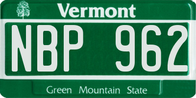 VT license plate NBP962