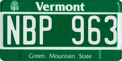 VT license plate NBP963