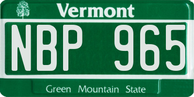 VT license plate NBP965