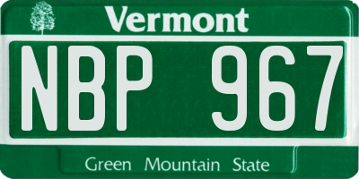 VT license plate NBP967