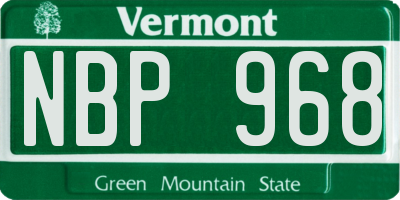 VT license plate NBP968
