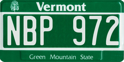 VT license plate NBP972