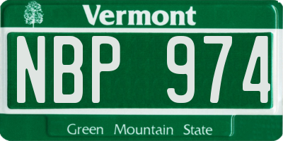 VT license plate NBP974
