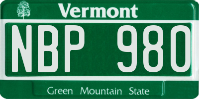 VT license plate NBP980