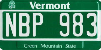 VT license plate NBP983