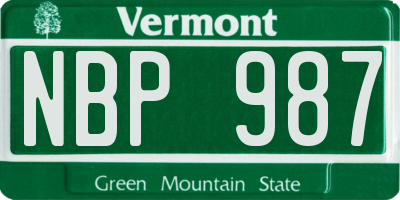 VT license plate NBP987