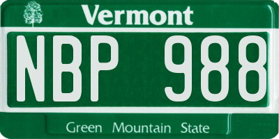 VT license plate NBP988