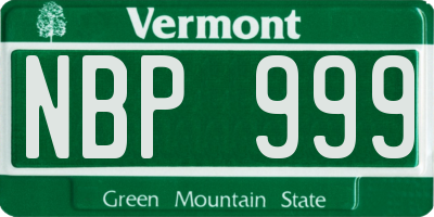 VT license plate NBP999