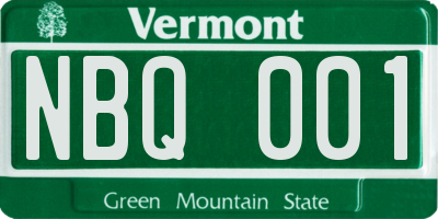 VT license plate NBQ001